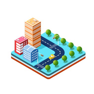 Renkli 3d izometrik şehir
