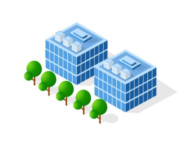 Renkli 3d izometrik şehir