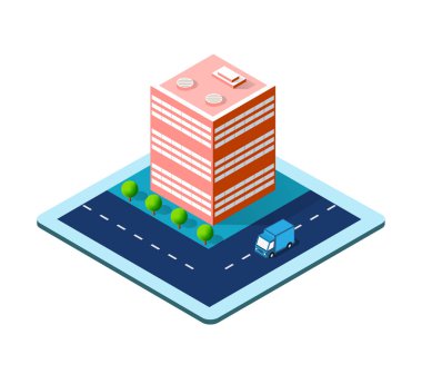 Renkli 3d izometrik şehir