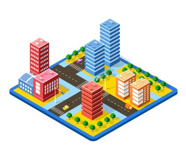 Renkli 3d izometrik şehir