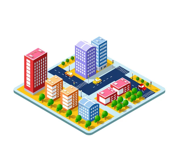 Colorida ciudad isométrica 3D — Archivo Imágenes Vectoriales