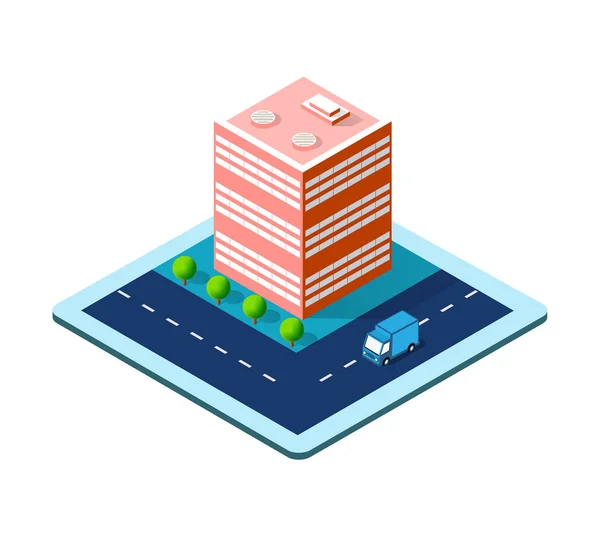Colorida ciudad isométrica 3D — Archivo Imágenes Vectoriales