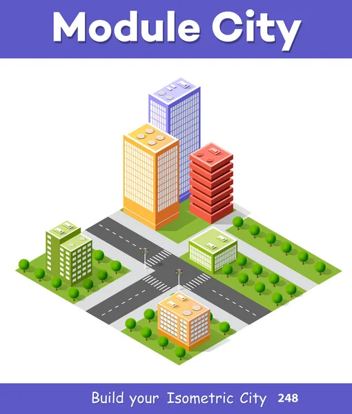 Colorida ciudad isométrica 3D — Archivo Imágenes Vectoriales