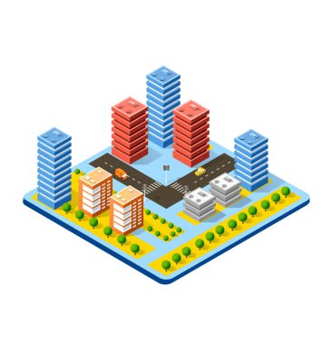 Renkli 3d izometrik şehir