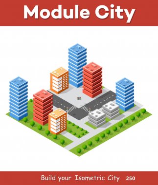 Renkli 3d izometrik şehir