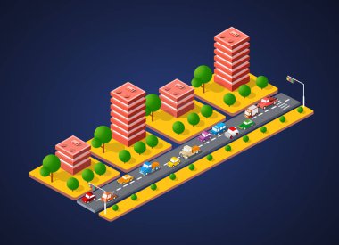 Şehir manzara 3d renkli