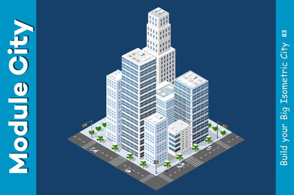 Isométrique de la ville moderne — Image vectorielle
