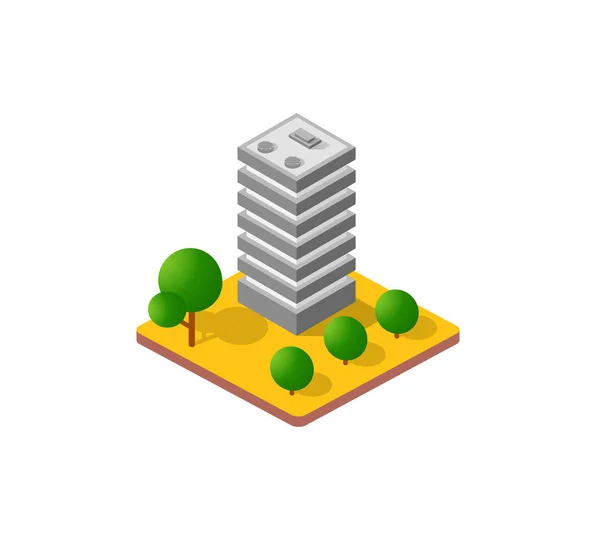 Cidade isométrica 3D colorida — Vetor de Stock