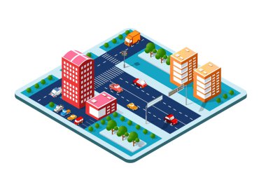 Renkli 3d izometrik şehir