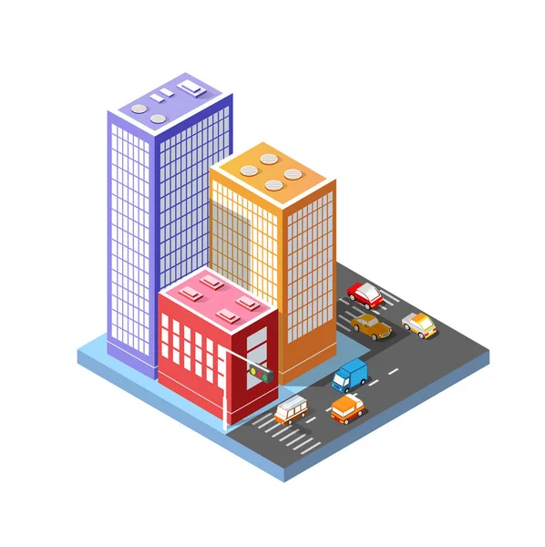 Colorida ciudad isométrica 3D — Archivo Imágenes Vectoriales