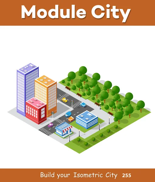 Colorful 3D isometric city — Stock Vector