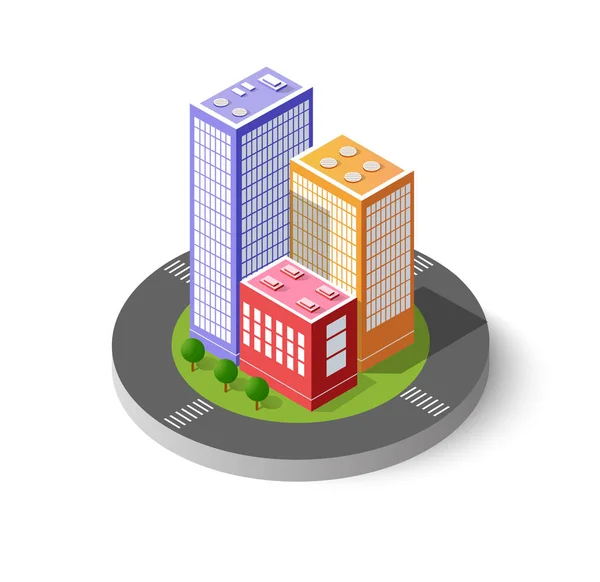 Colorida ciudad isométrica 3D — Archivo Imágenes Vectoriales