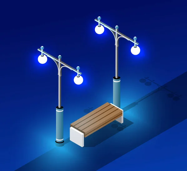 Isometric night light lighting — Stock Vector