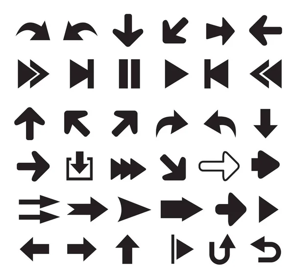 Icônes flèches ensemble de silhouettes — Image vectorielle