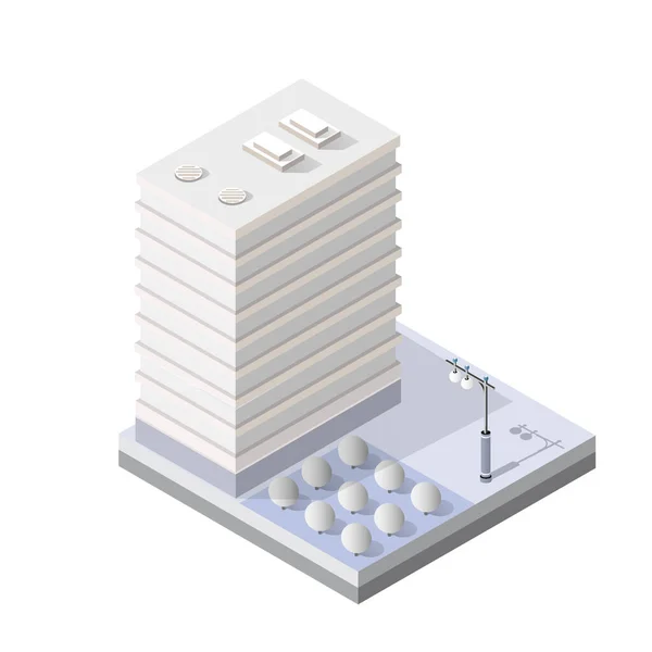 Städtebauliche Gestaltungselemente mit isometrischem Gebäude — Stockvektor