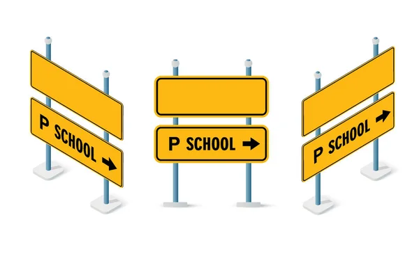 Panneaux de signalisation isométrique ensemble objet de rue — Image vectorielle