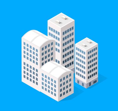 İzometrik yapıya sahip şehir tasarım elementleri