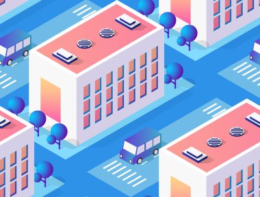 Sorunsuz yineleme için mimari vektör illüstrasyon şehir