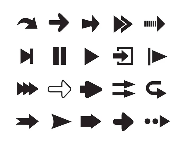 Pfeile Symbole Reihe von Silhouetten — Stockvektor