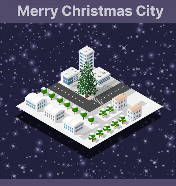 Winter kerstboom, Nieuwjaar is een isometrische — Stockvector