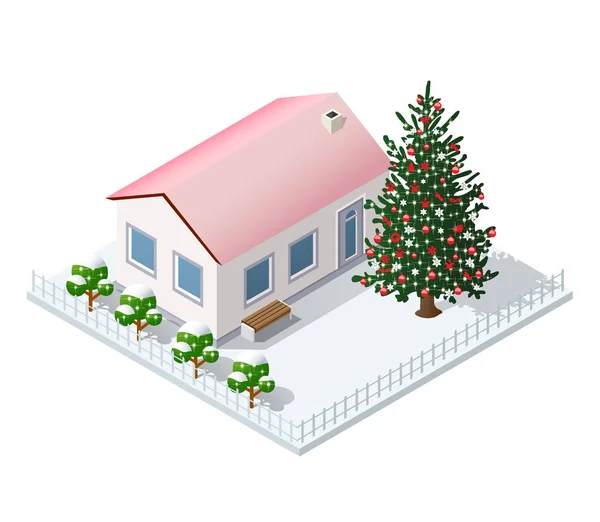 Navidad invierno ciudad gráfica vacaciones conceptuales — Vector de stock