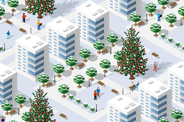Zimní vánoční strom bezešvé pozadí — Stockový vektor