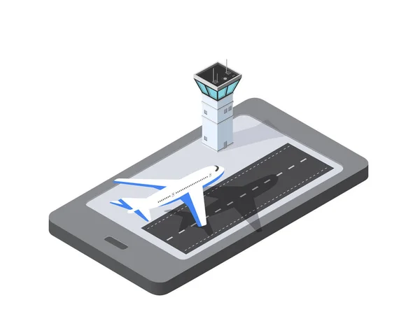 Phone concept airport runway airplane — ストックベクタ