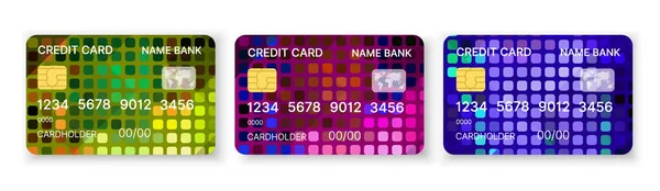 Carte di credito set multicolore modello vettoriale con — Vettoriale Stock