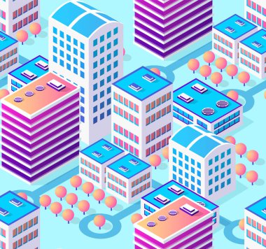 Sorunsuz yineleme için mimari vektör illüstrasyon şehir