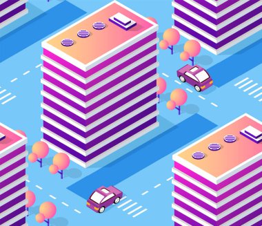 Sorunsuz yineleme için mimari vektör illüstrasyon şehir