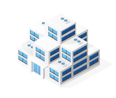 Isometric ev inşa etme gökdelen konsepti