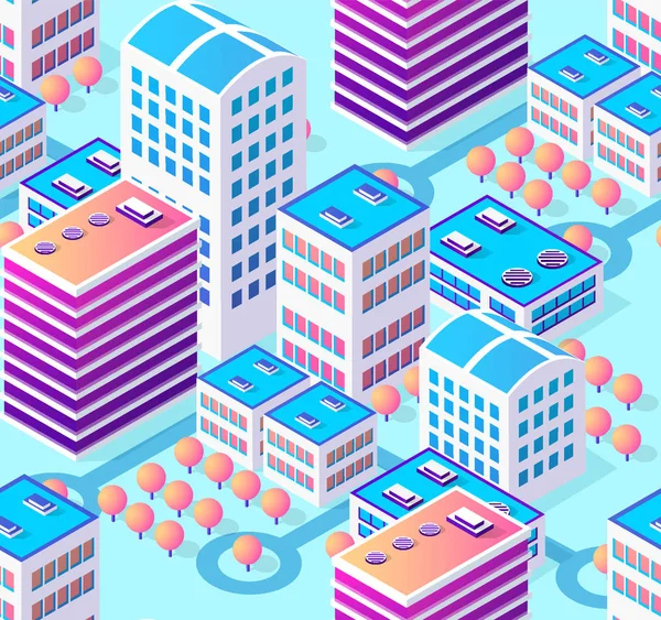 Sorunsuz yineleme için mimari vektör illüstrasyon şehir