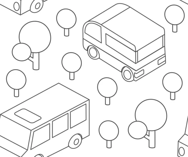 Bus Isometrik Gerbong dan bus infrastruktur perkotaan - Stok Vektor