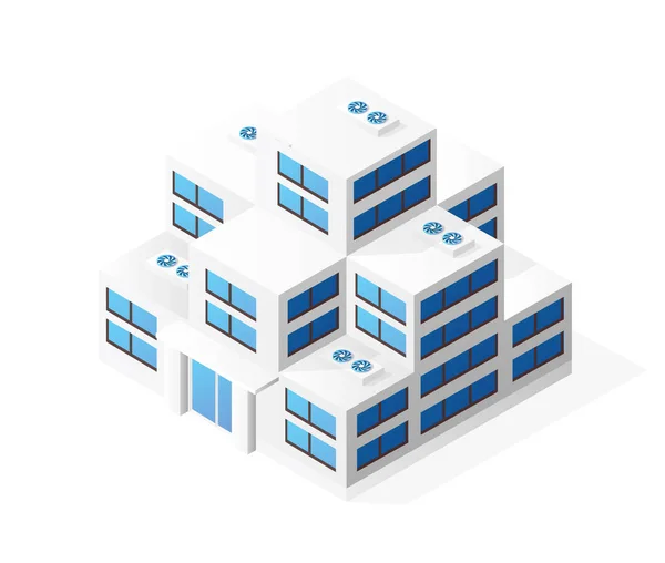 Isométrico edificio de la casa concepto de rascacielos — Archivo Imágenes Vectoriales