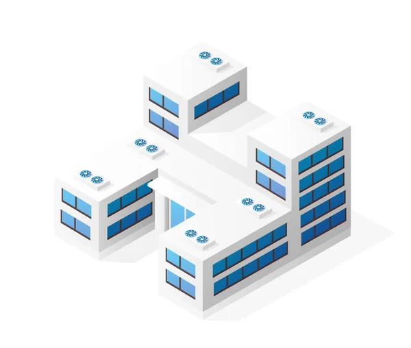 Isométrico edificio de la casa concepto de rascacielos — Vector de stock