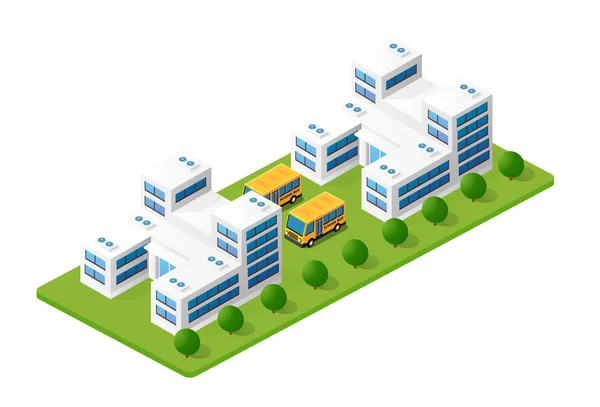 La ciudad isométrica con rascacielos de — Vector de stock