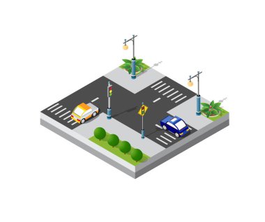 İlçe kısmının Isometric 3d blok modülü