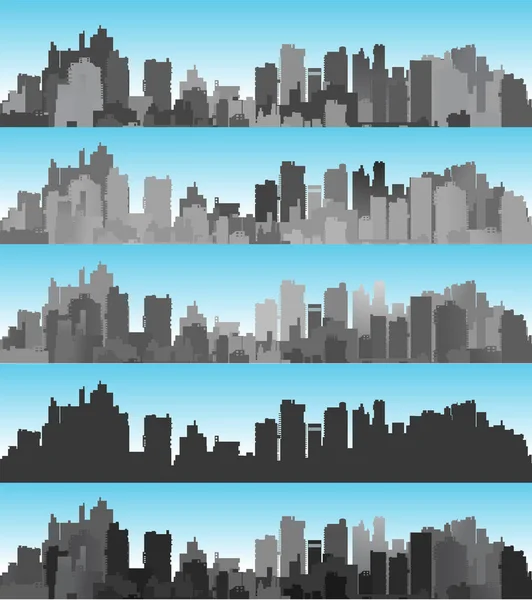 Banner city landscape of silhouettes — Stock Vector
