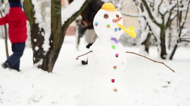 Winter backyard games — Stock Video