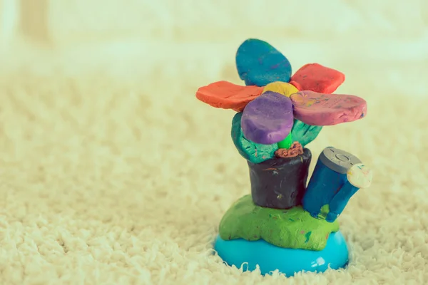 Handmade Colorful Plasticine Flower — Stock Photo, Image