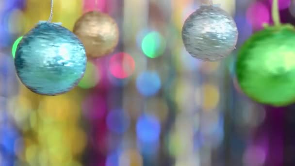 Noël Noël Boule Jouets Tournant Des Lumières Fond Bokeh Colorés — Video