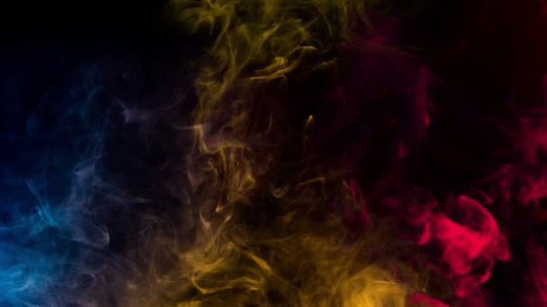 Movimento Fumo Multicolore Astratto Luminoso Sfondo Nero — Video Stock