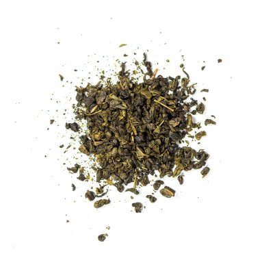 Tüm doğal yaprak susep yeşil çay yığını beyaz arka planda izole