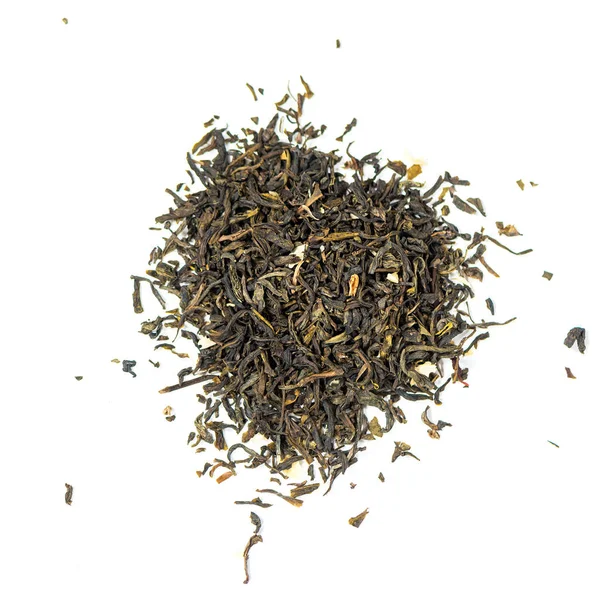 Stos Naturalnych Całych Liści Herbaty Jaśminu Izolowane Białym Tle — Zdjęcie stockowe