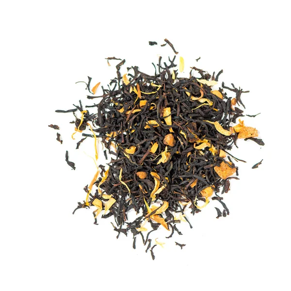 Pile Natural Whole Leaf Black Tea Contains Peach Papaya Slices — 스톡 사진