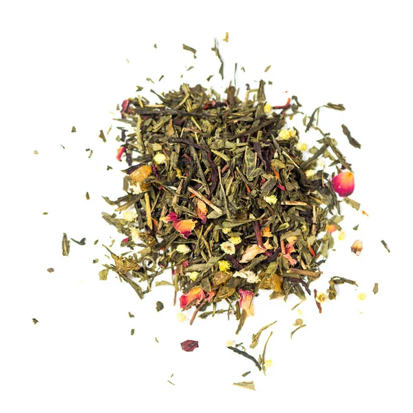 Pile Natural Tea Contains Pear Slices Pomegranate Calendula Petals — Stock Photo, Image