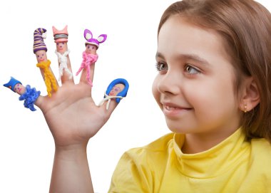 Eğlenceli kız kil kapaklar ve örme Atkılar uçlarında bir elle çizilmiş erkek arıyorum