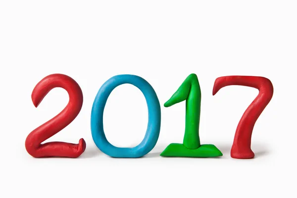 Cifras de plastilina "2017" sobre fondo blanco — Foto de Stock