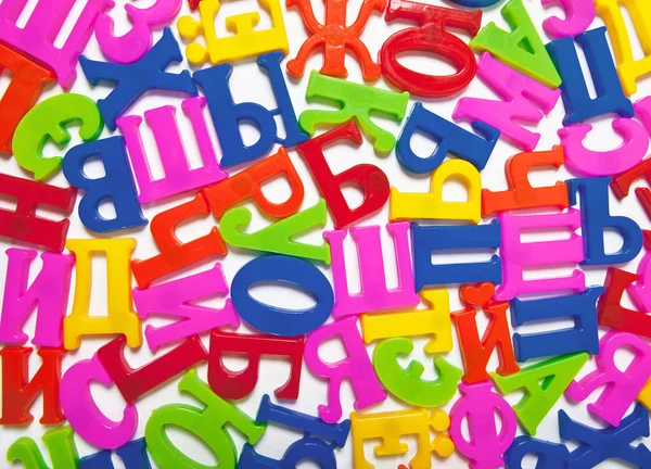 Bright colored plastic letters of the Russian alphabet