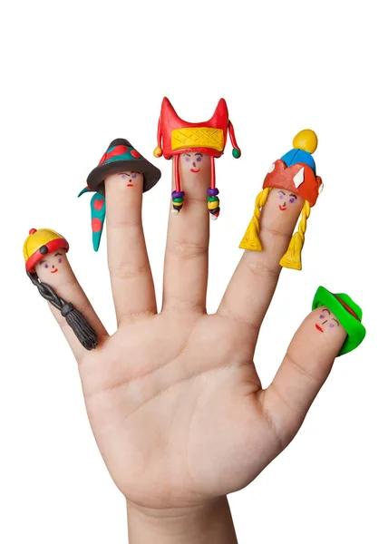 Yandan dünya halklarının kil başlıklar. Çocukların yaratıcılık.